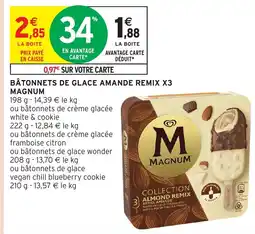 Intermarché BÂTONNETS DE GLACE AMANDE REMIX X3 MAGNUM offre