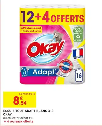 Intermarché ESSUIE TOUT ADAPT BLANC X12 OKAY offre