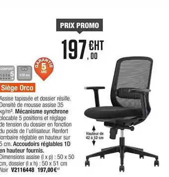 Plein ciel Siège Orco offre