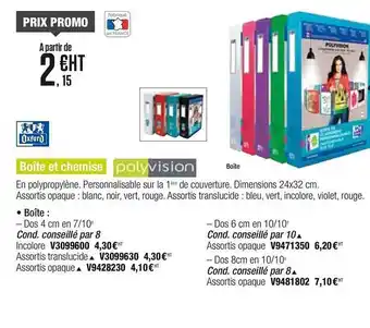 Plein ciel Boîte Et Chemise Polyvision Oxford offre