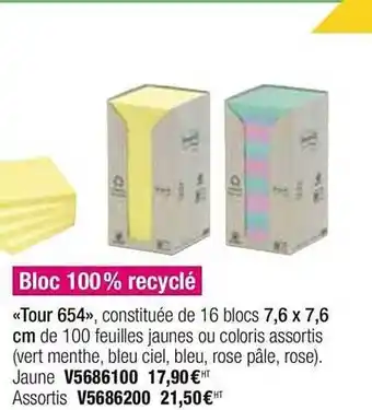 Plein ciel Bloc 100% Recyclé offre