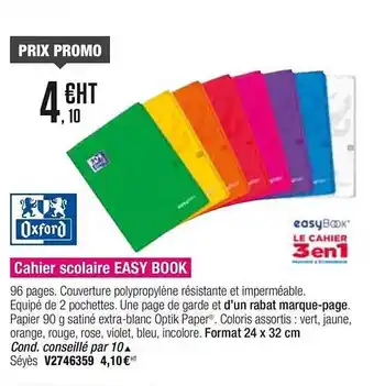 Plein ciel Cahier Scolaire Easy Book offre