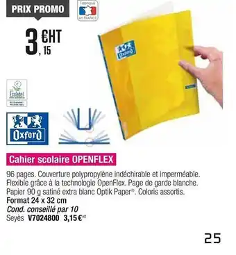Plein ciel Cahier Scolaire Openflex Oxfort offre
