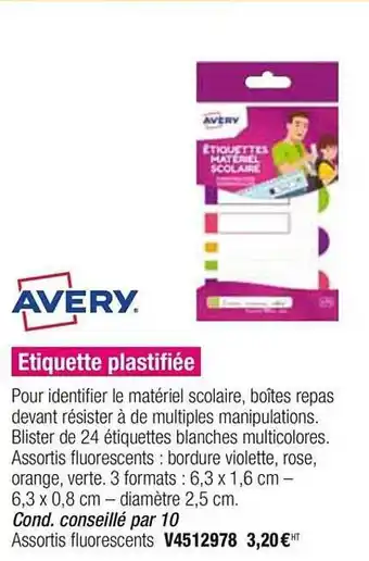 Plein ciel étiquette Plastifiée Avery offre