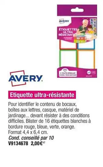 étiquette Ultra-résistante Avery