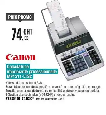 Calculatrice Imprimante Professionnelle Mp1211-ltsc Canon