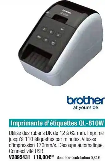 Plein ciel Imprimante D'étiquettes Ql-810w Brother offre