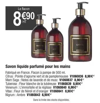 Plein ciel Savon Liquide Parfumé Pour Les Mains offre