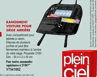 Rangement Voiture Pour Siège Arrière