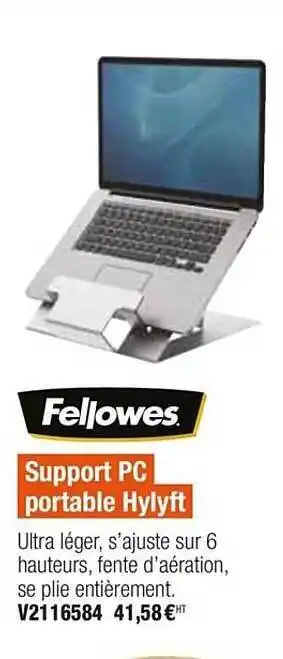 Plein ciel Support Pc Portable Hylift Fellowes offre