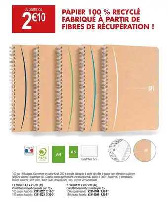 Plein ciel Papier 100% Recyclé offre