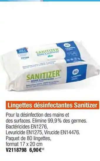 Plein ciel Lingettes Désinfectantes Sanitizer offre