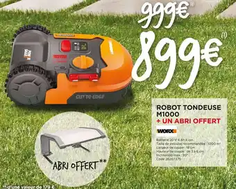 Bricomarché Robot Tondeuse M1000 + Un Abri Offert Worx offre