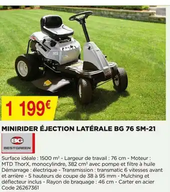 Minirider éjection Latérale Bg 76 Sm-21 Bestgreen