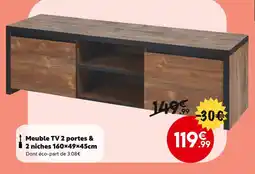 Maxi Bazar Meuble TV 2 portes & 2 niches 160x49x45cm offre