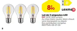 Weldom Lexman Lot de 3 ampoules LED offre