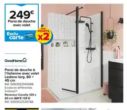 Castorama GoodHome Paroi de douche à l’italienne avec volet Ledava larg. 80 + 45 cm offre
