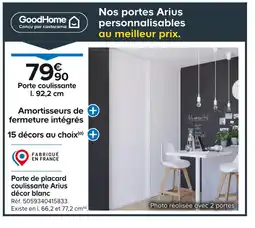 Castorama GoodHome Porte de placard coulissante Arius décor blanc offre