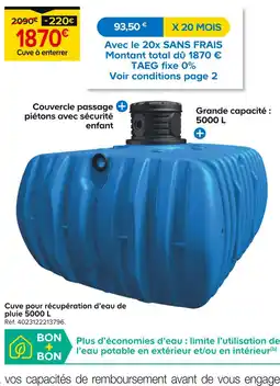 Castorama Cuve pour récupération d’eau de pluie 5000 L offre