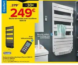 Castorama DëLonghi Sèche-serviettes électrique Phorum 500 W + soufflerie 1000 W offre