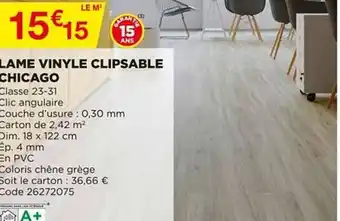 Bricomarché Lame Vinyle Clipsable Chicago offre