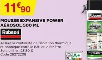 Mousse Expansive Power Aérosol 500 Ml Rubson