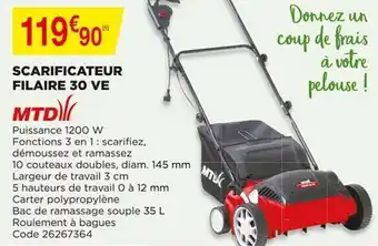 Bricomarché Scarificateur Filaire 30 Ve Mtd offre