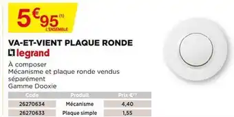 Bricomarché Va-et-vient Plaque Ronde Legrand offre