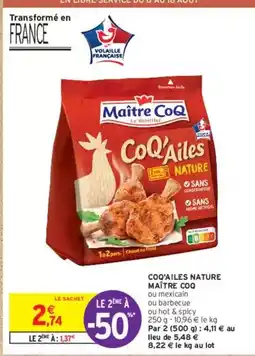 Intermarché Maître coq - coq'ailes nature offre