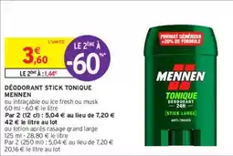 Intermarché Mennen - déodorant stick tonique offre