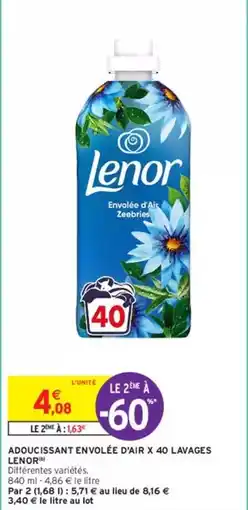 Intermarché Lenor - adoucissant envolée dair x 40 lavages offre