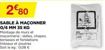 Bricomarché Sable à Maçonner 0-4 Mm 35 Kg offre