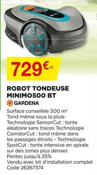 Bricomarché Robot Tondeuse Minimo500 Bt Gardena offre