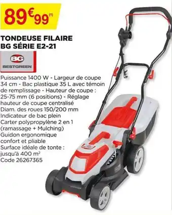 Bricomarché Tondeuse Filaire Bg Série E2-21 offre