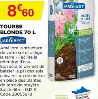 Bricomarché Tourbe Blonde 70 L Jardibest offre