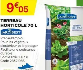 Bricomarché Terreau Horticole 70 L Jardibest offre