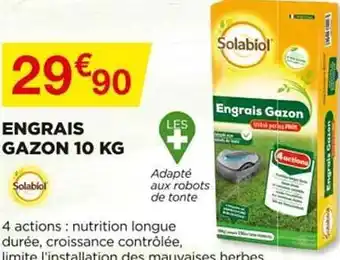 Bricomarché Engrais Gazon 10 Kg Solabiol offre