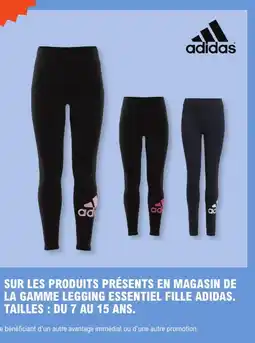 E.Leclerc adidas -35% SUR LES PRODUITS RPÉSENTS EN MAGASIN DE LA GAMME LEGGING ESSENTIEL FILLE ADIDAS offre