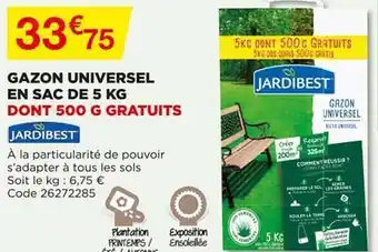 Bricomarché Gazon Universel En Sac De 5 Kg Dont 500 G Gratuits Jardibest offre