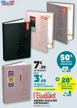 Super U AGENDA SCOLAIRE L'ÉTUDIANT offre