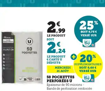Super U 50 POCHETTES PERFORÉES U offre