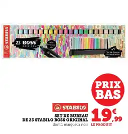 Super U SET DE BUREAU DE 23 STABILO BOSS ORIGINAL offre