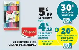 Super U 20 FEUTRES FINS GRAPH PEPS MAPED offre