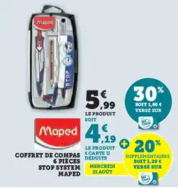 Super U COFFRET DE COMPAS 6 PIÈCES STOP SYSTEM MAPED offre