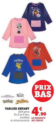 Super U TABLIER ENFANT 100% peva offre