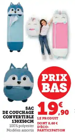 Super U SAC DE COUCHAGE CONVERTIBLE 130X50CM offre