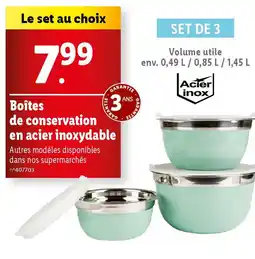 Boîtes de conservation en acier inoxydable