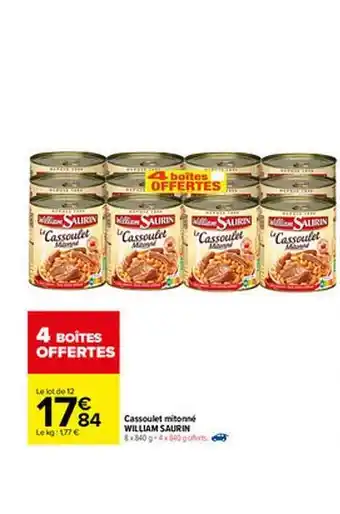 Carrefour Cassoulet Mitonné William Saurin offre