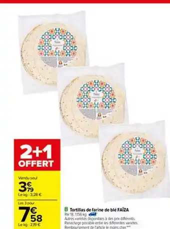 Carrefour Tortillas De Farine De Blé Faïza offre