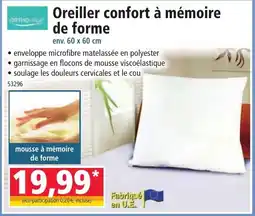 Norma Oreiller confort à mémoire de forme offre